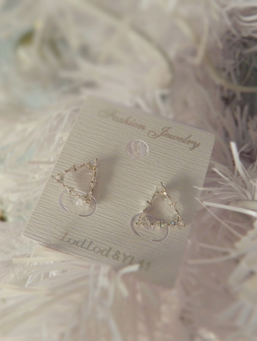 Gold Triangle Crystal Stud Earrings